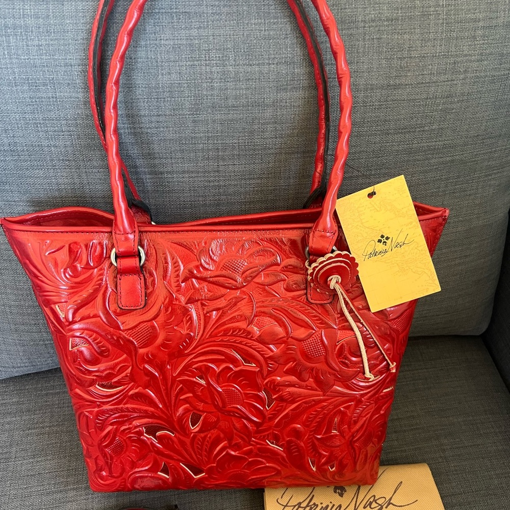 NWT PATRICIA NASH ADELINE TOTE HANDBAG TOOLED LEATHER - Picture 10 of 12